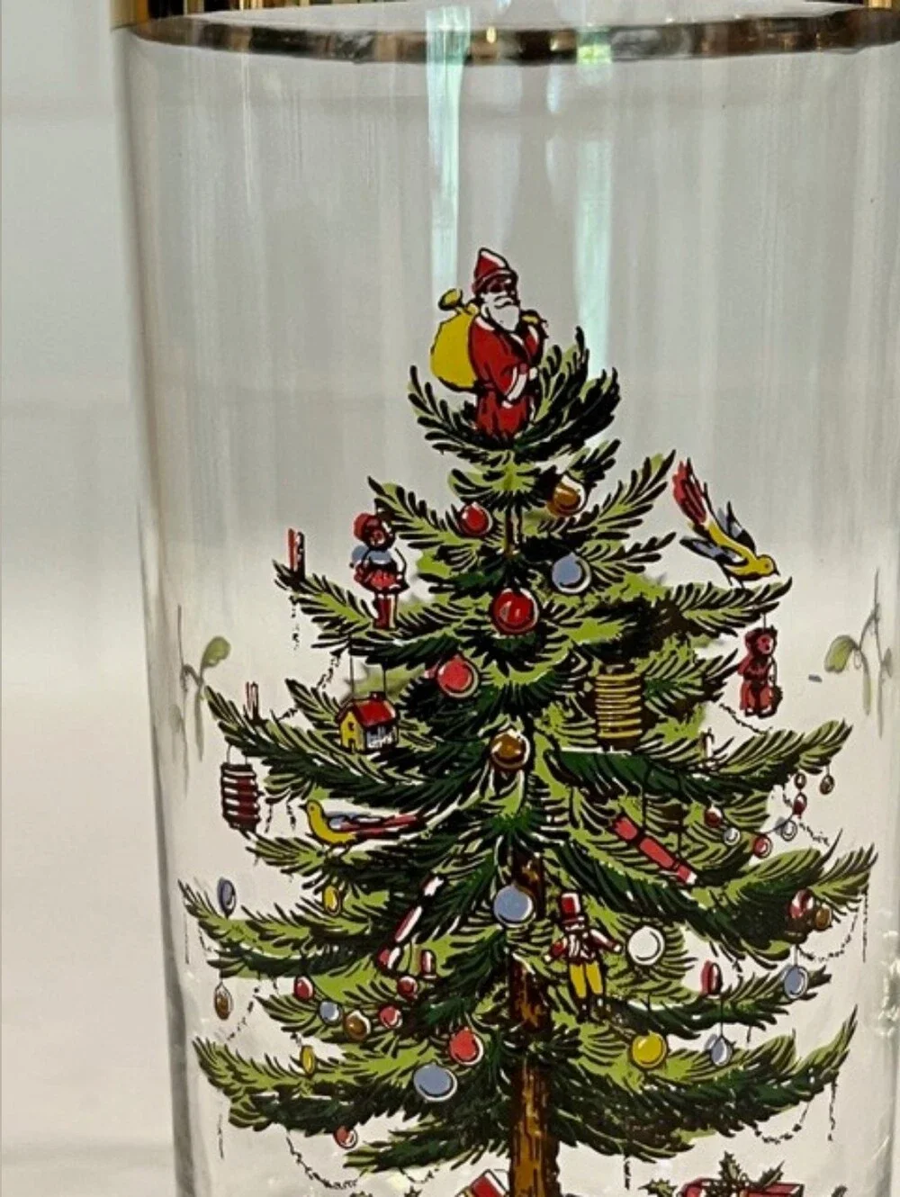 Vintage 1980s - 1990s Spode Christmas Tree 14oz Highball Glasses - Set of 6